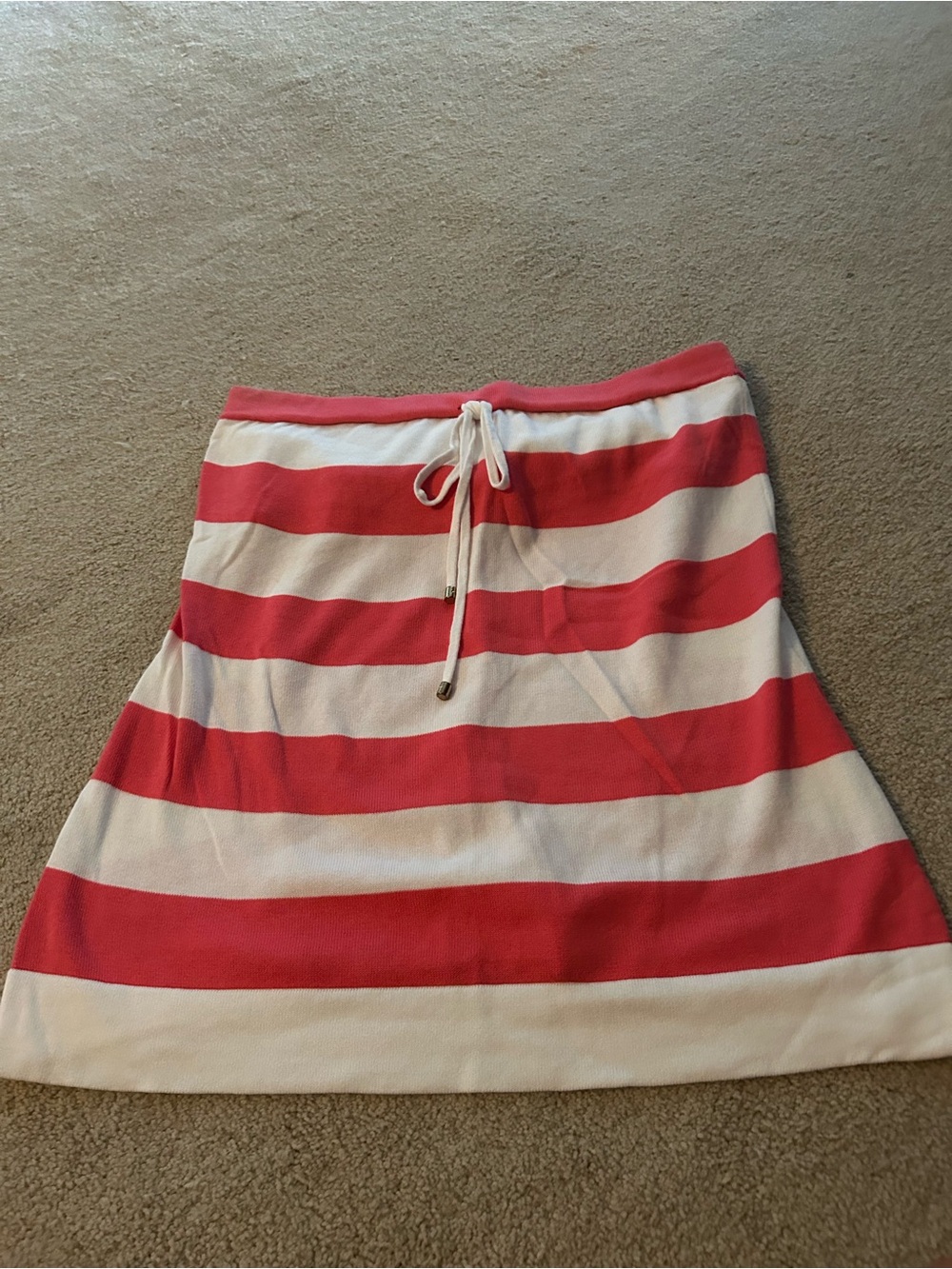 Striped Red and White Drawstring Women’s Tube Top